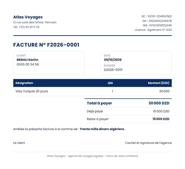 Exemple de facture